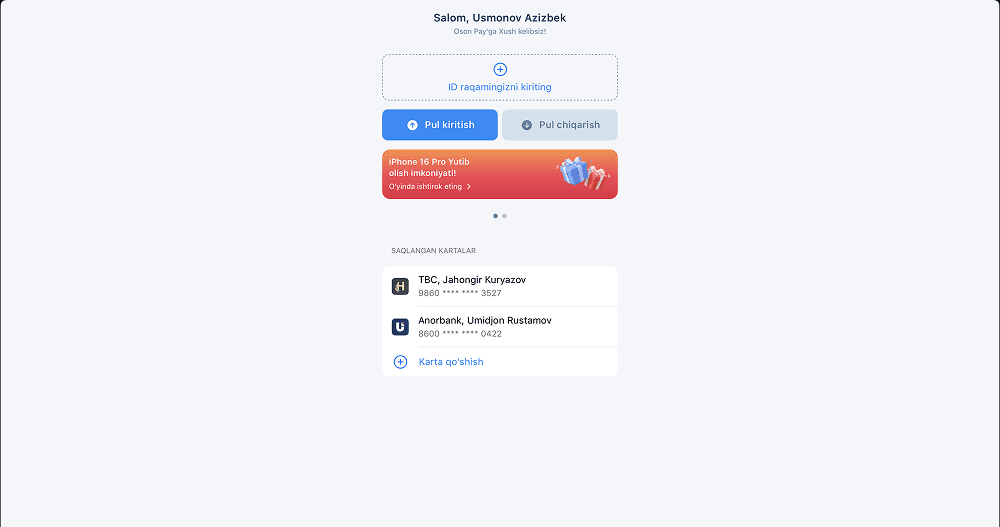 Oson Pay (Web App)